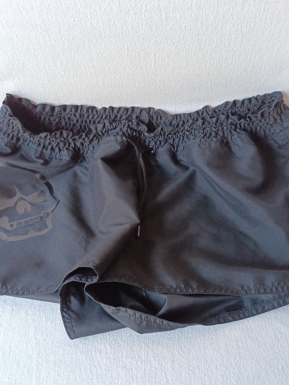 Old Navy Black Athletic Drawstring Shorts with Subtle Skull Accents